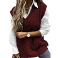 SWEATER VEST  VEST CLIP V NECK SLEEVELESS TWIST SWEATER