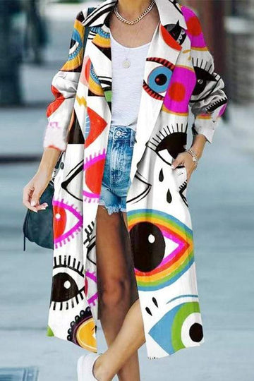 GRAPHIC LONG BLAZER CARDIGAN