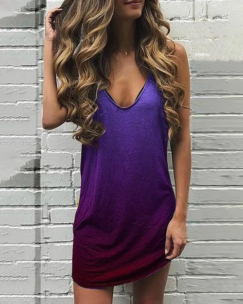 Trendy V-Neck Gradient Dress