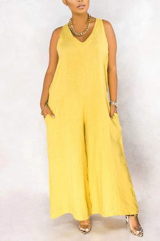 SLEEVELESS WIDE LEG JUMPSUITS
