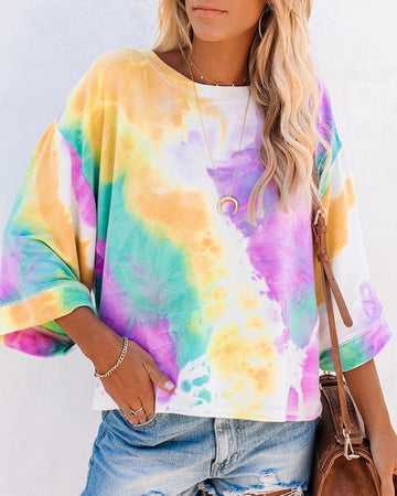 Everyday Tie Dye Top, Comfy Graphic Shirt