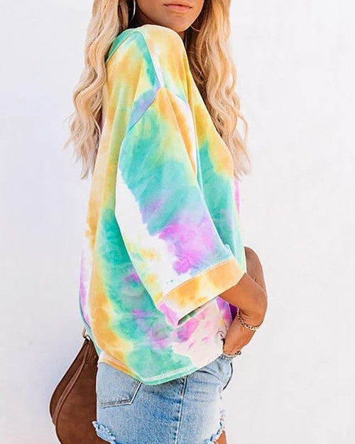 Everyday Tie Dye Top, Comfy Graphic Shirt