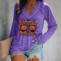 CROSS BORDER WOMEN TOP LEOPARD STRIPED ALPHABET SPIDER BAT PUMPKIN PLAID HALLOWEEN TOP