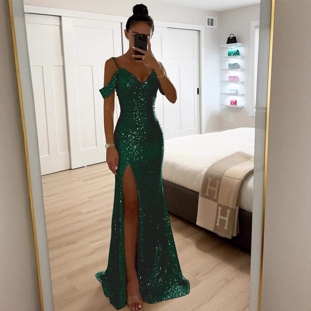 SPRING SLING SEQUIN SPLIT DRESS INS LEISURE LOOSE PARTY DRESS