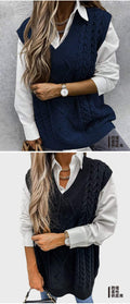 SWEATER VEST  VEST CLIP V NECK SLEEVELESS TWIST SWEATER