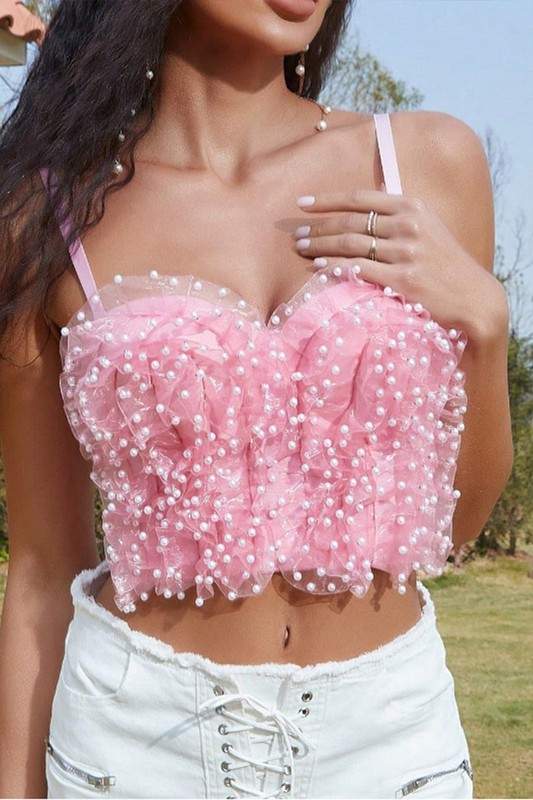 PEARLS CORSET BUSTIER TOP