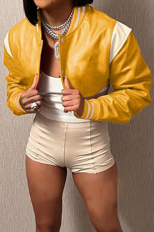FAUX LEATHER CROPPED JACKET