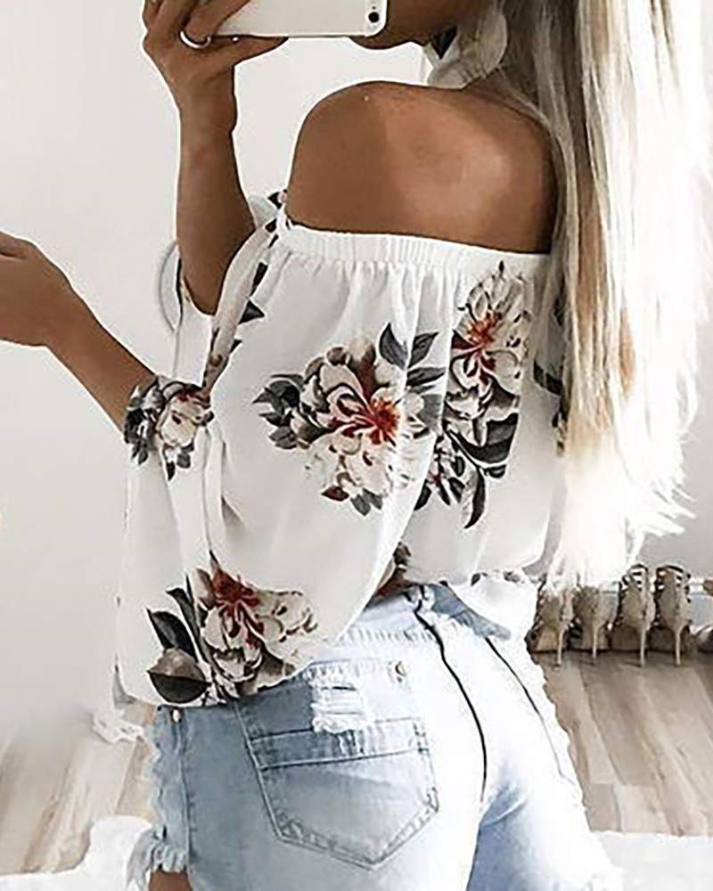 Ladies' Floral Printed Crop Shirt