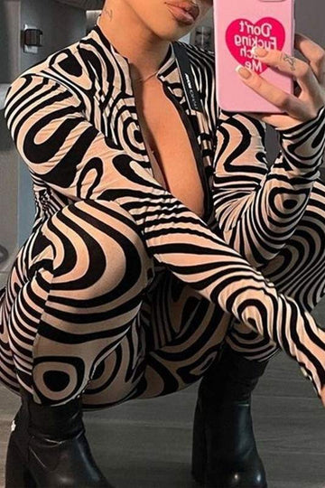 GRAPHIC LONG SLEEVE JUMPSUITS