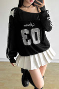 STAR ATHLETE OFF SHOULDER SWEATSHIRT