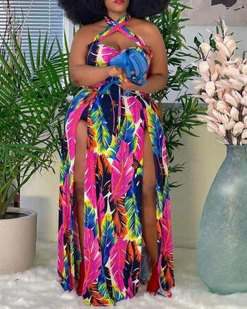Casual Evening Dress: Tropical Pattern Maxi