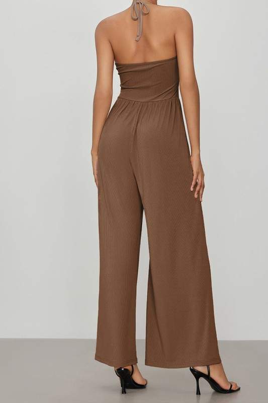 SLEEVELESS RIB KNIT JUMPSUIT