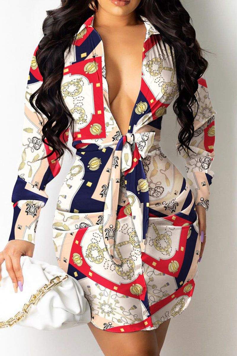 SEXY SOLID BANDAGE SPLIT JOINT V NECK SHIRT DRESS DRESSES