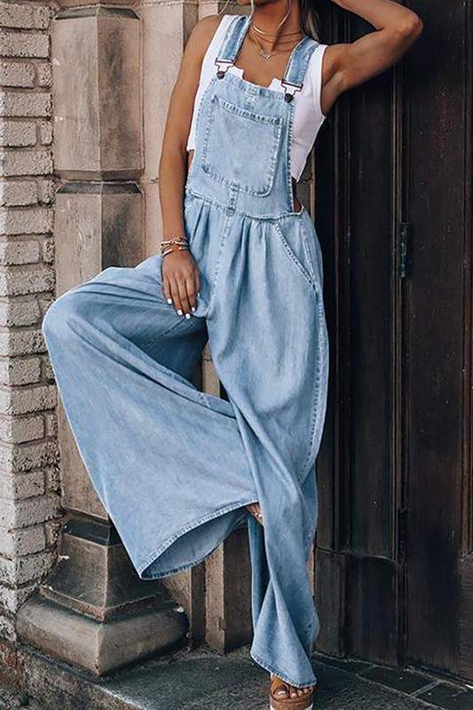 WIDE LEG DENIM OVERALL