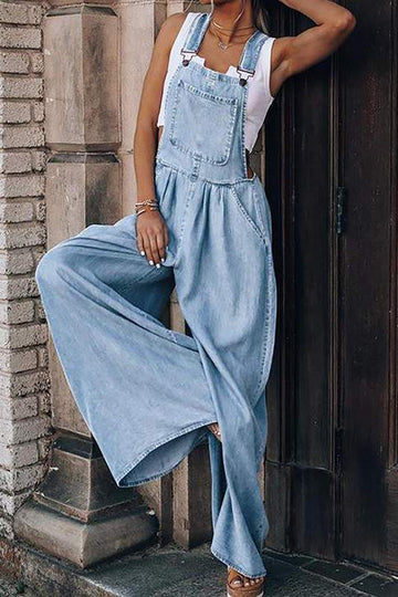 WIDE LEG DENIM OVERALL