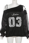 STAR ATHLETE OFF SHOULDER SWEATSHIRT