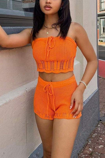 CROCHET TUBE AND SHORTS SET