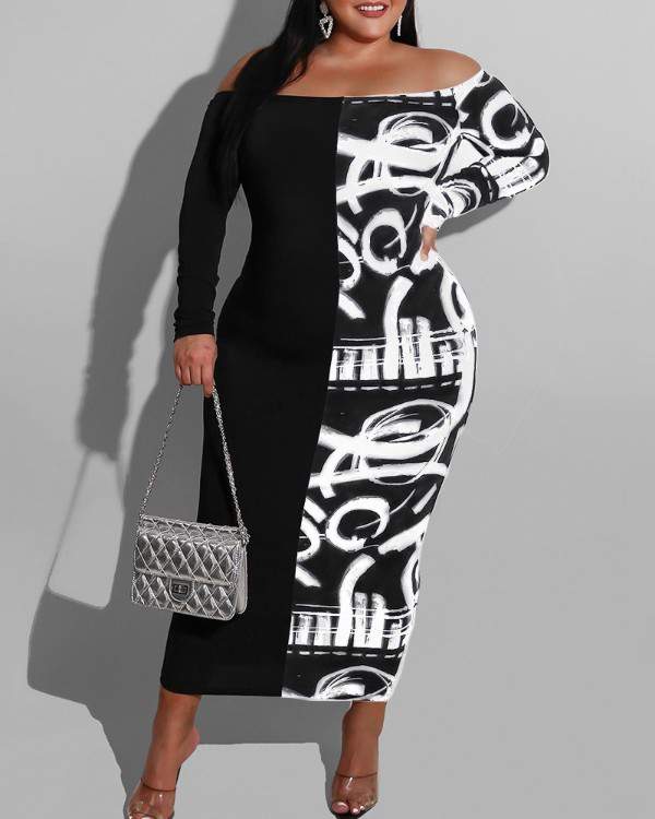 Long Sleeve Off Shoulder Casual Dress