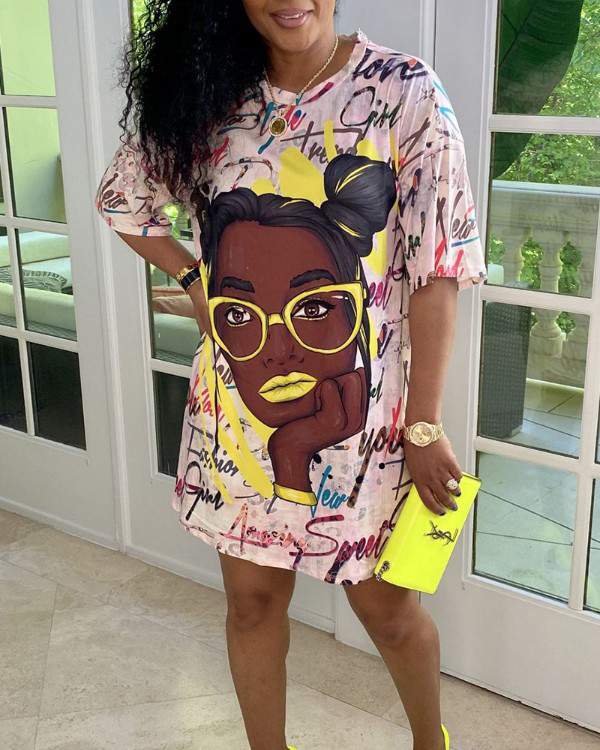 Slouchy Style Dress with Vibrant Print