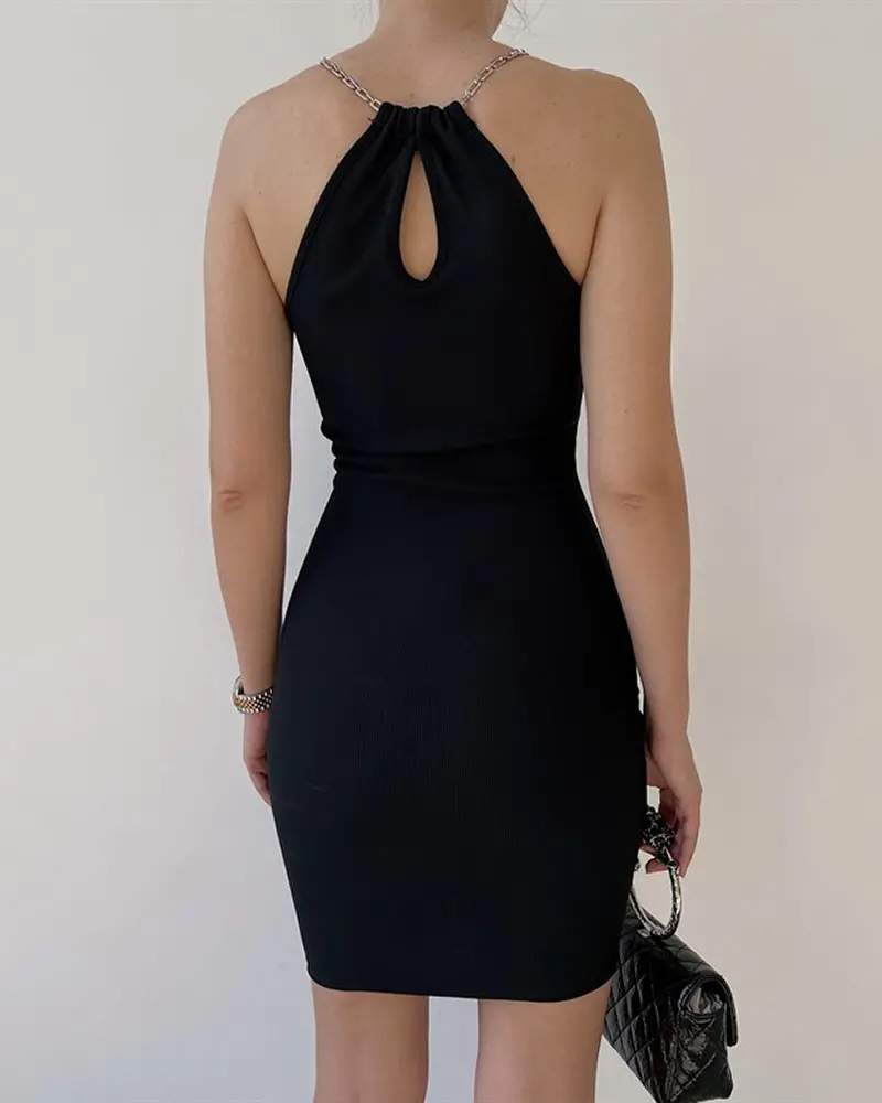Fitted Bodycon Dress with Open Back