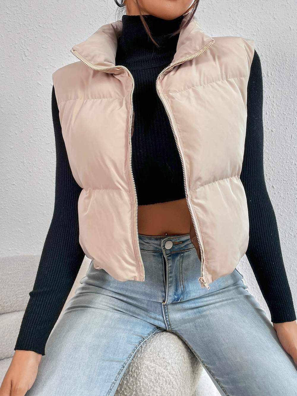 ZIP UP PUFFER VEST COAT