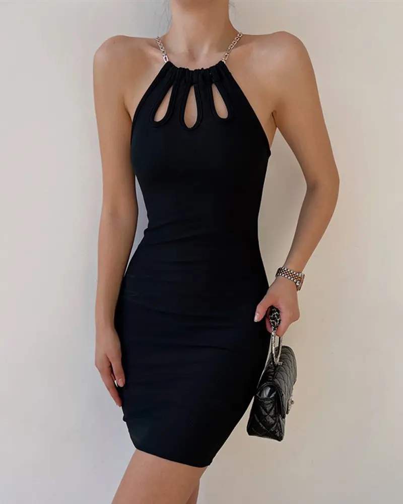 Fitted Bodycon Dress with Open Back