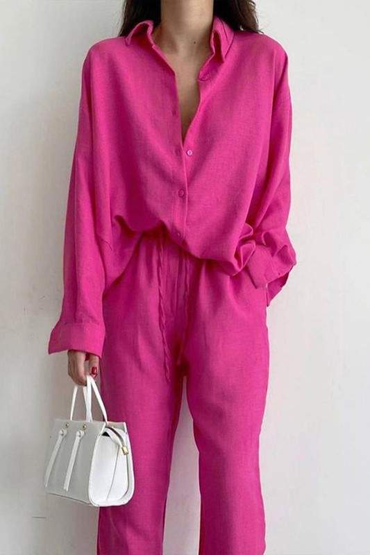 BUTTON FRONT SHIRT AND PANTS SET
