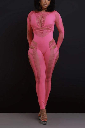 MESH KEYHOLES BODYCON JUMPSUIT