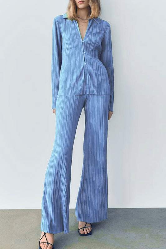 PLEATED SHIRT AND PANTS SET