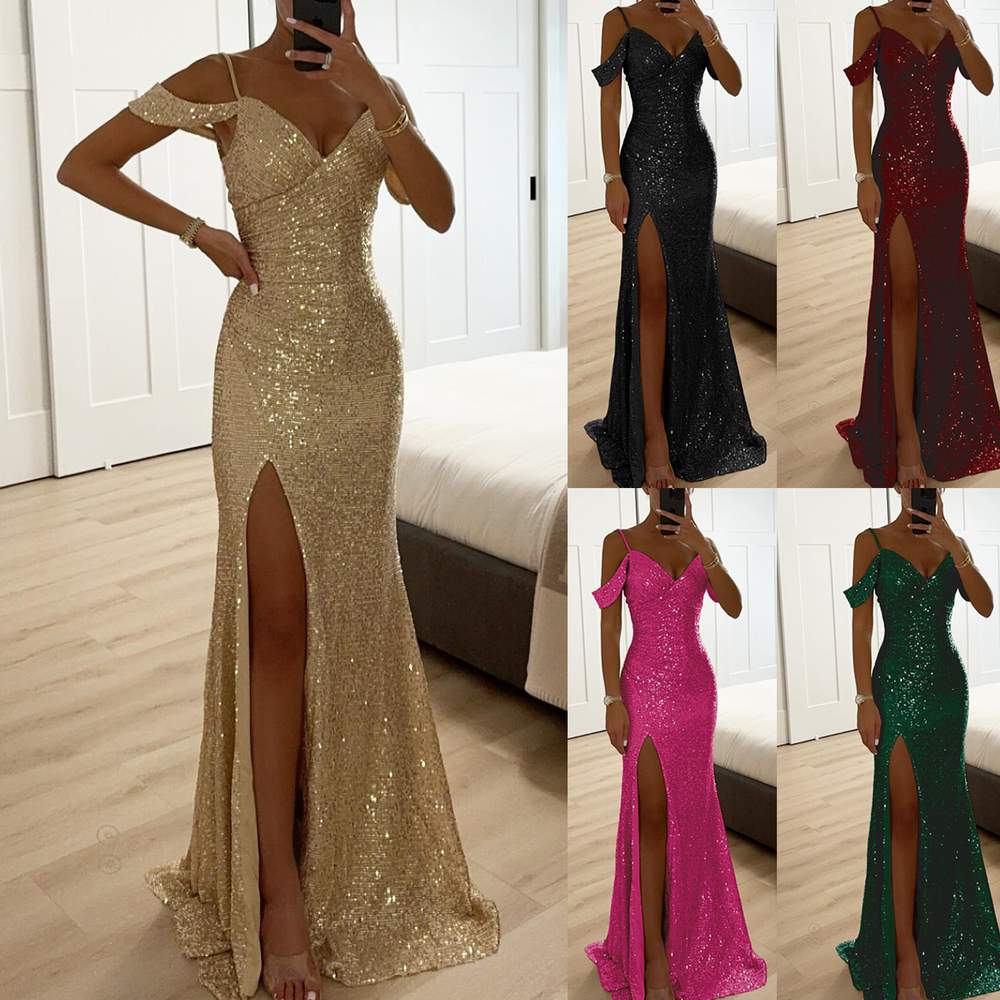 SPRING SLING SEQUIN SPLIT DRESS INS LEISURE LOOSE PARTY DRESS