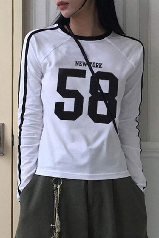 NUMBER PRINTED LONG SLEEVE SHIRT