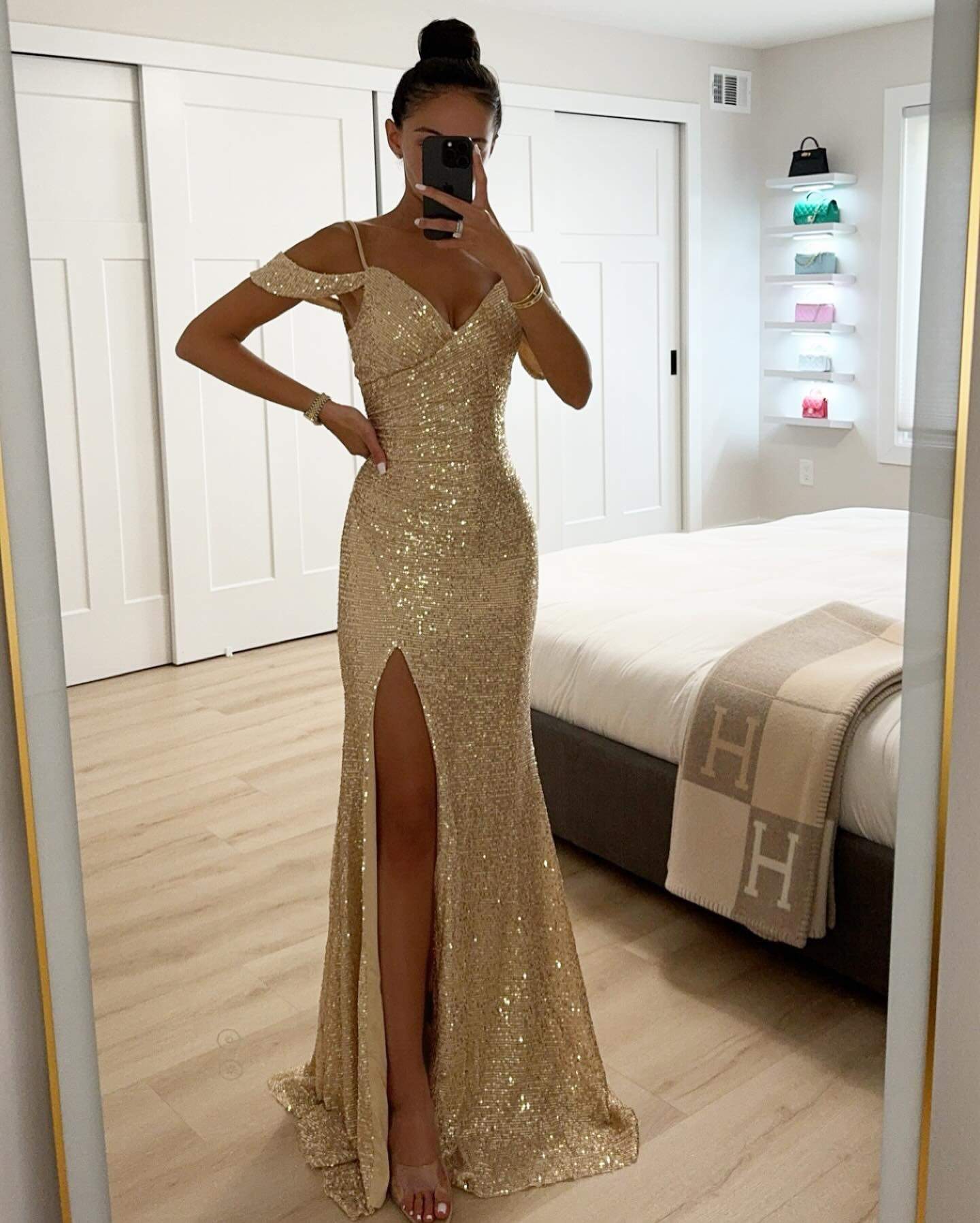 SPRING SLING SEQUIN SPLIT DRESS INS LEISURE LOOSE PARTY DRESS