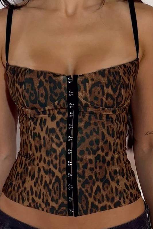 LEOPARD PRINT CORSET CAMI TOP