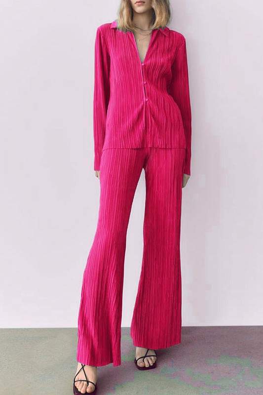 PLEATED SHIRT AND PANTS SET
