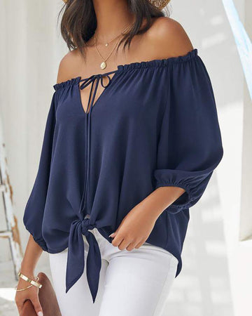 Trendy Off Shoulder: Casual Bohemian Style Shirt