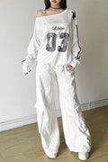 STAR ATHLETE OFF SHOULDER SWEATSHIRT