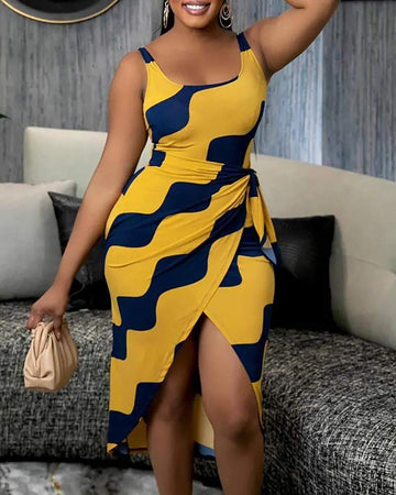 Wavy Pattern Dress for Parties