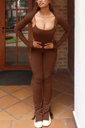 LONG SLEEVE SHRUG AND BODYCON JUMPSUIT SET