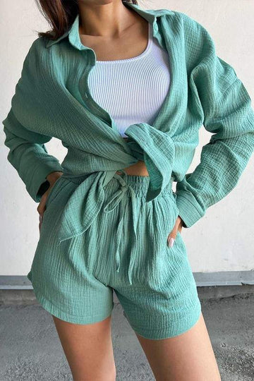 LONG SLEEVE SHIRT AND SHORTS SET