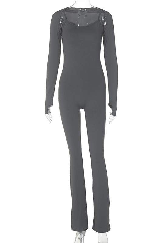 LONG SLEEVE SHRUG AND BODYCON JUMPSUIT SET