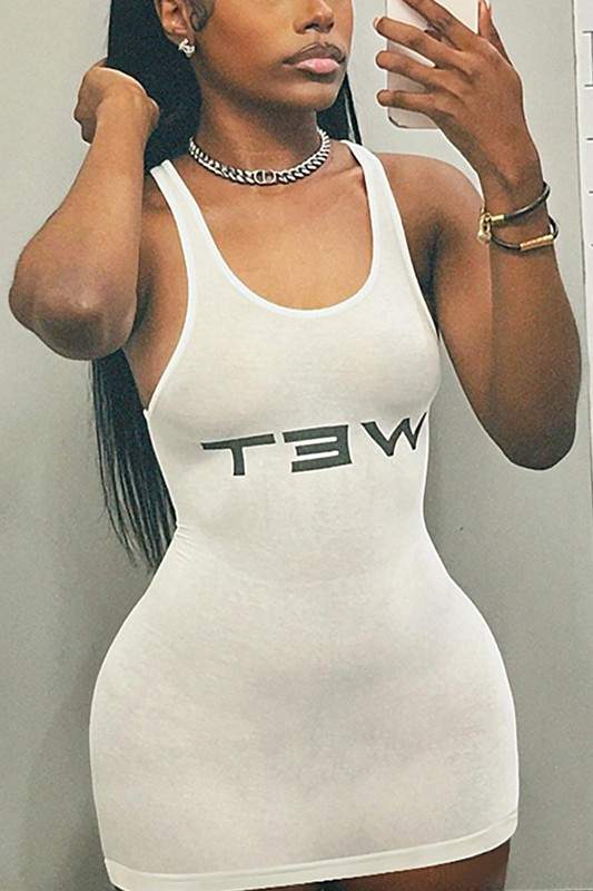 LETTER PRINT TANK MINI DRESS