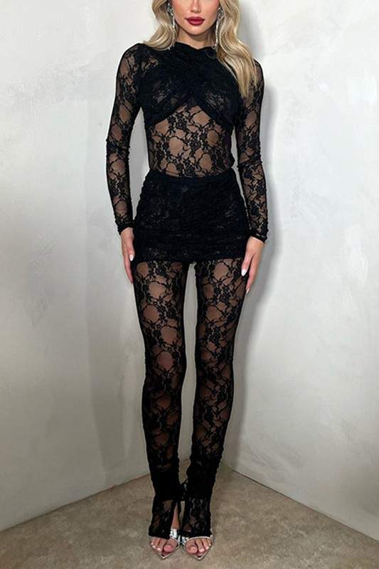 LACE SEE THROUGH JUMPSUIT