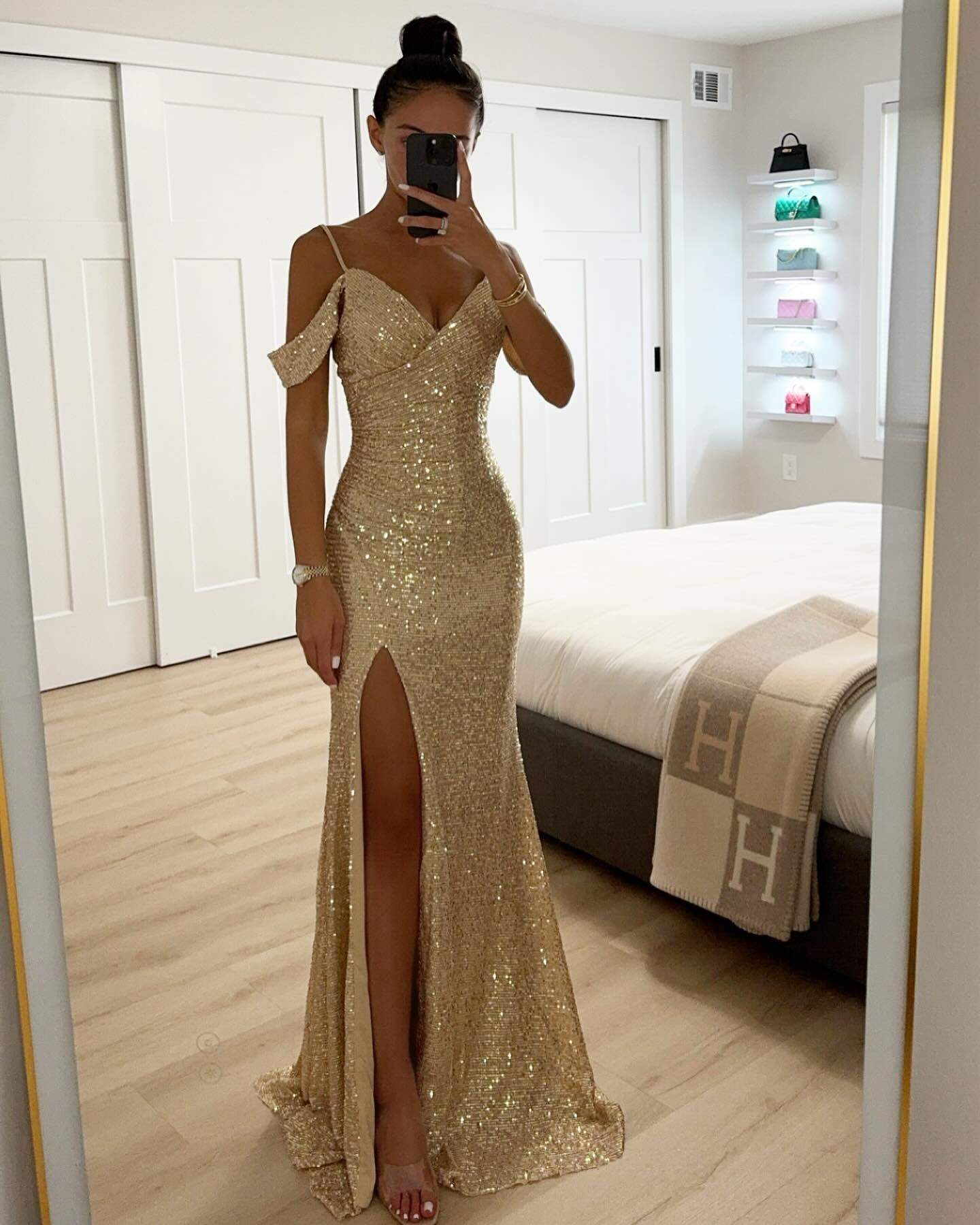 SPRING SLING SEQUIN SPLIT DRESS INS LEISURE LOOSE PARTY DRESS