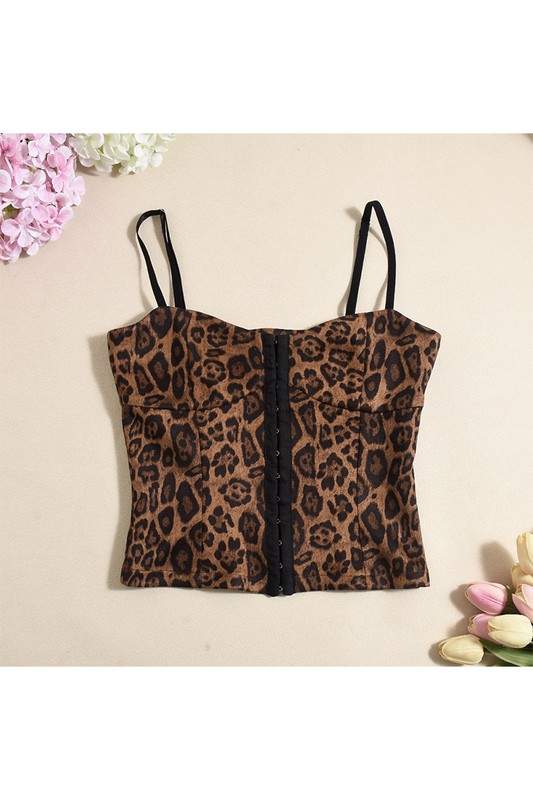 LEOPARD PRINT CORSET CAMI TOP