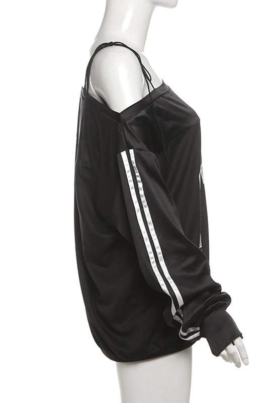 STAR ATHLETE OFF SHOULDER SWEATSHIRT