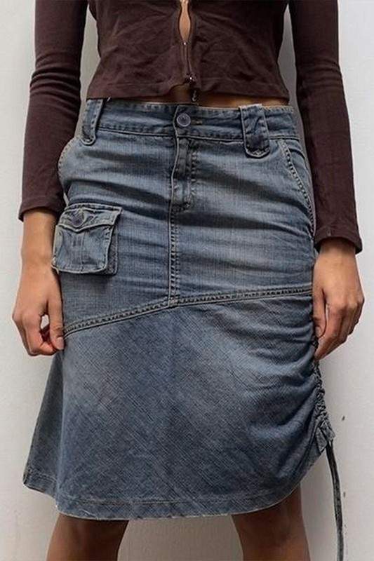 Casual Denim Skirt: Pockets & Adjustable Style