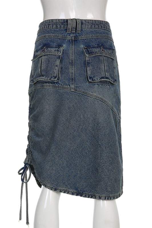 Casual Denim Skirt: Pockets & Adjustable Style