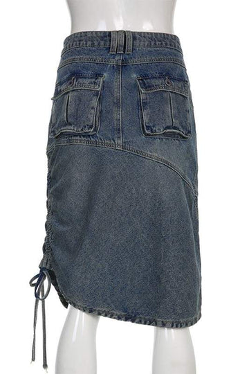 Casual Denim Skirt: Pockets & Adjustable Style