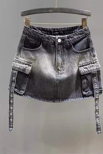 HIGH WAIST PATCHWORK MINI SKIRT