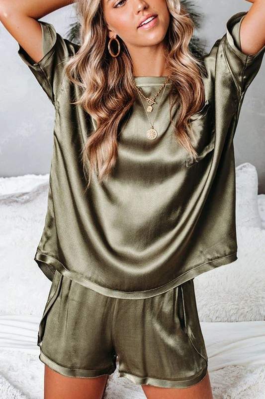 SATIN TOP AND SHORTS SET